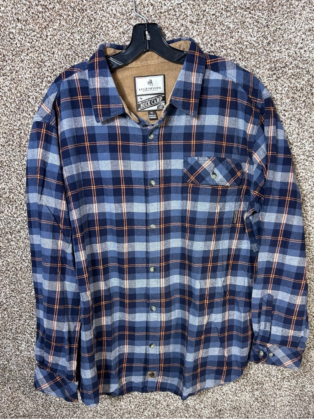 Legendary Whitetails Men's Navy and Light Blue Plaid Button-Down Shirt